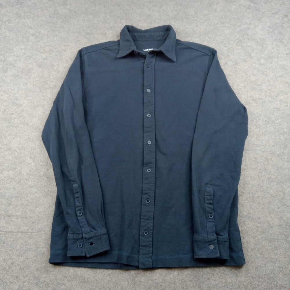 Lafaurie Shirt Mens Medium Blue Solid Bobbi Jersey Button Front Long Sleeve